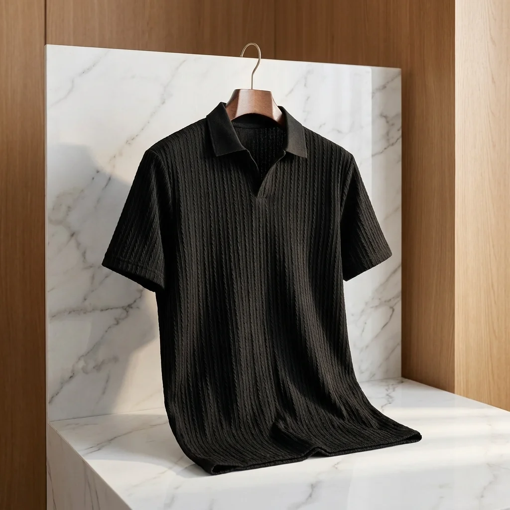 JMIERR Men’s Knit Button Polo Shirt